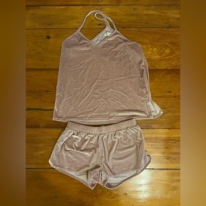 Madewell Matching Pajama Set, Pink Velvet Pattern